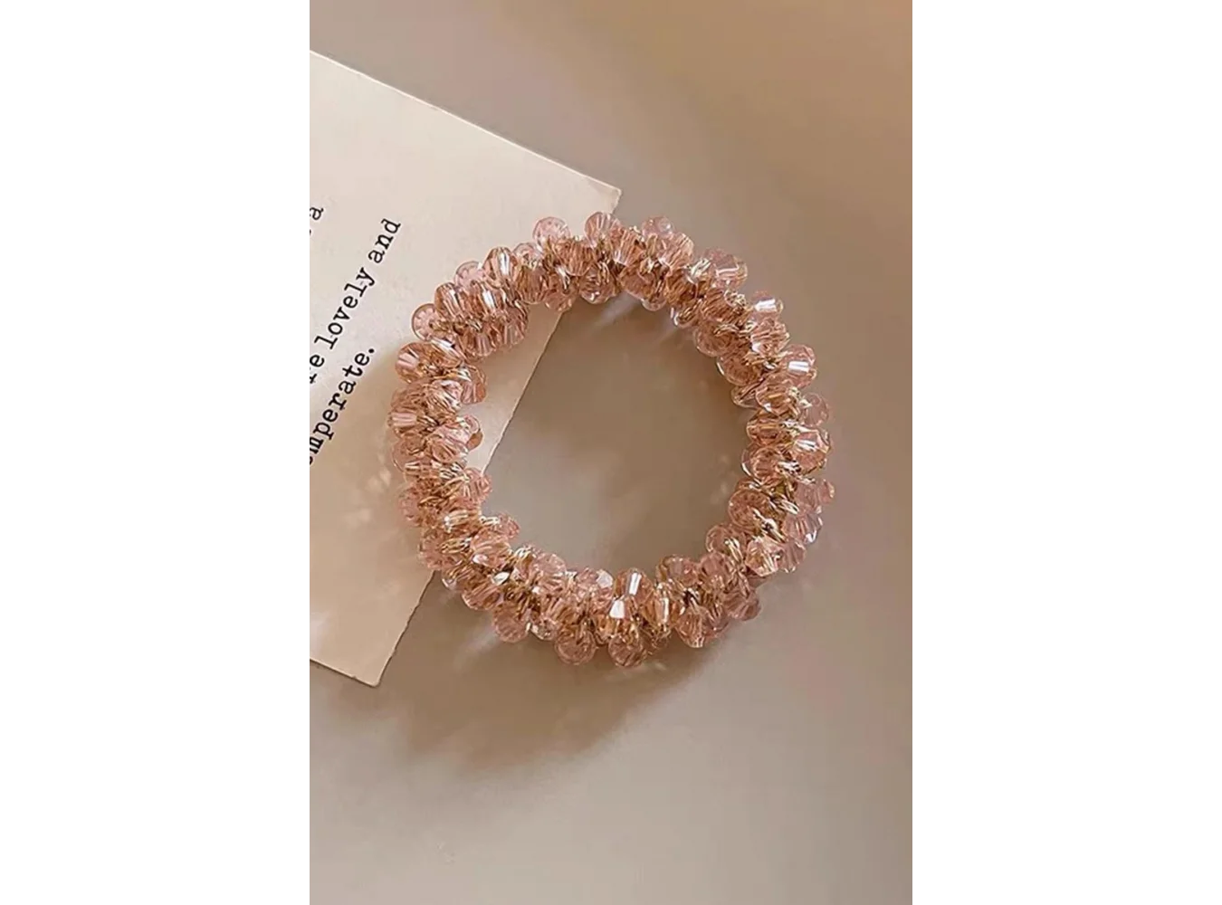 Pembe Renk Taşlı Lastik Toka