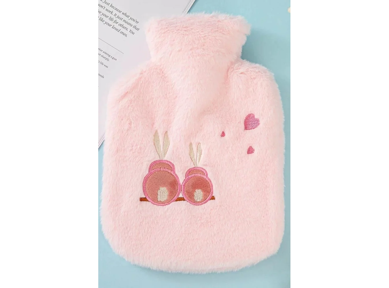 Pembe Renk Tavşan Figürlü Peluş Sıcak Su Torbası
