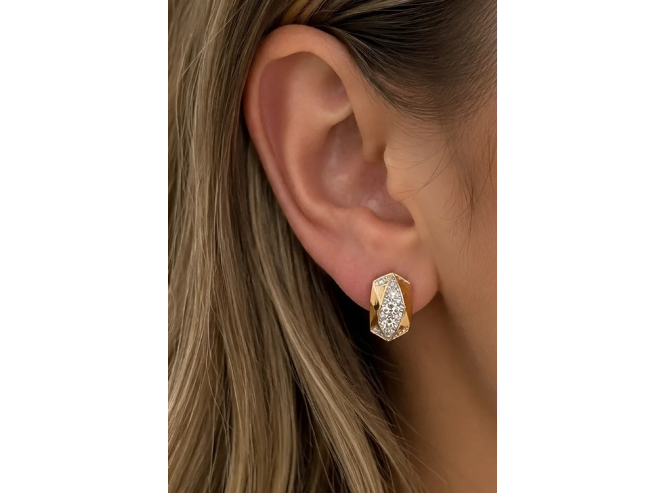 Rose Gold Renk Taşlı Xuping Küpe (Çift)