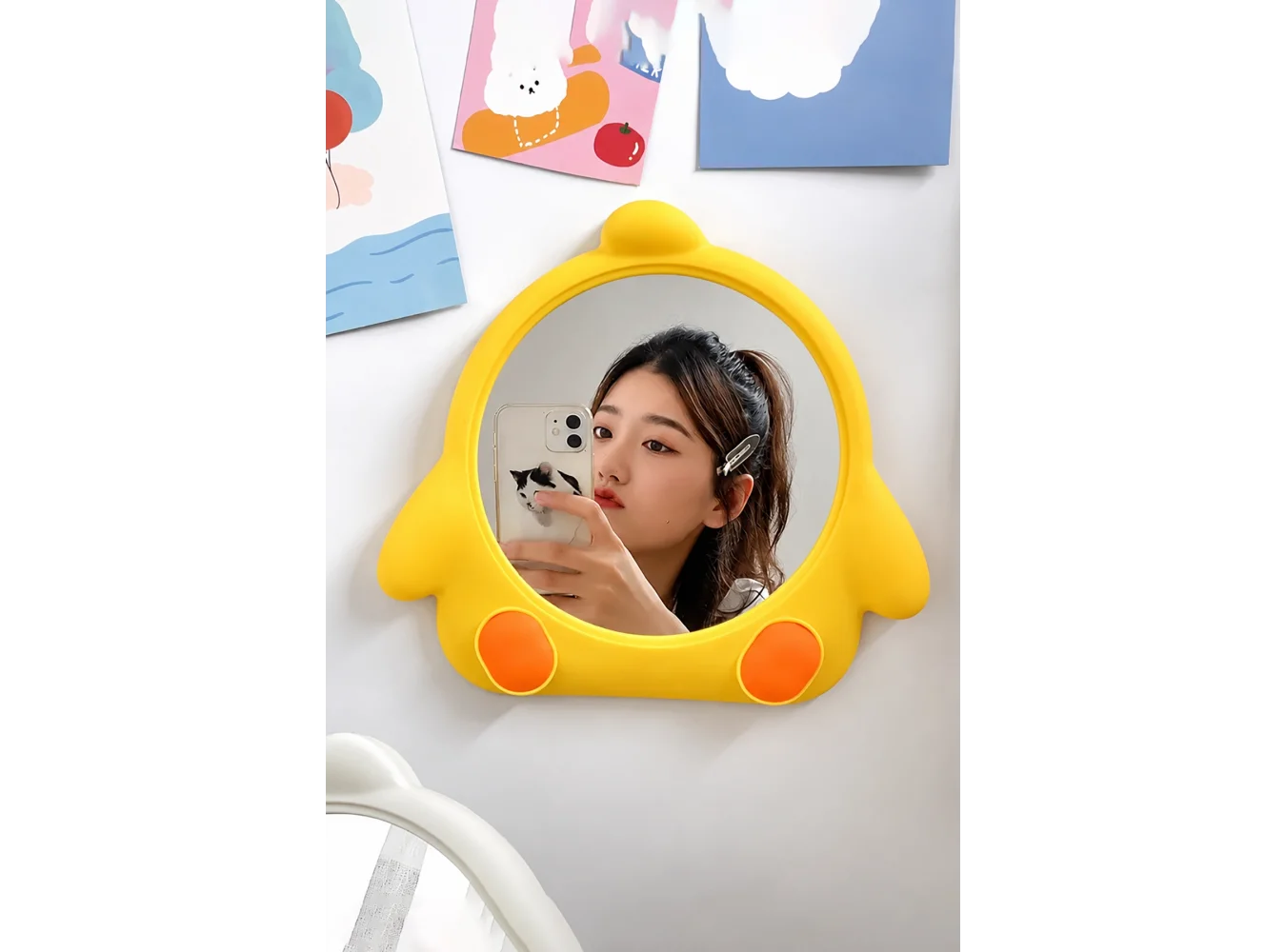 Sarı Renk Penguen Figürlü Masa Aynası
