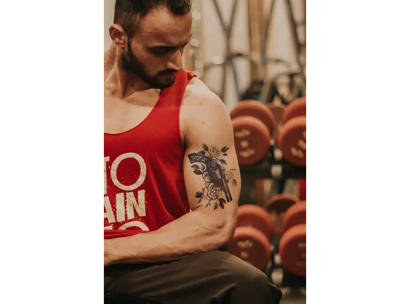 Silah ve Gül Geçici Dövme Tattoo