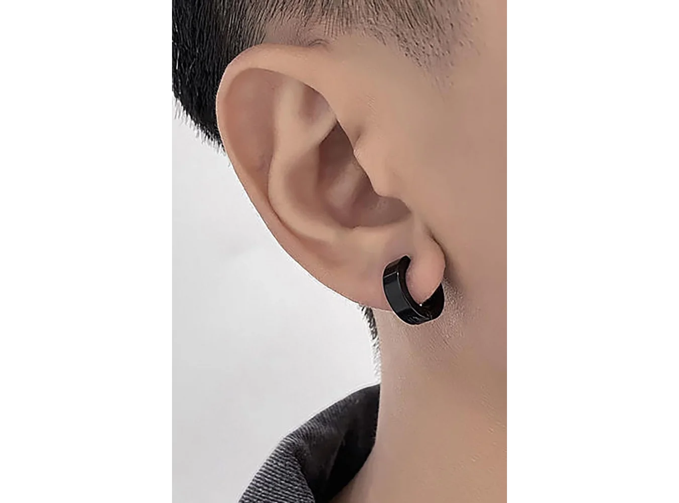 Siyah Renk Unisex Çelik Halka Küpe (Çift)
