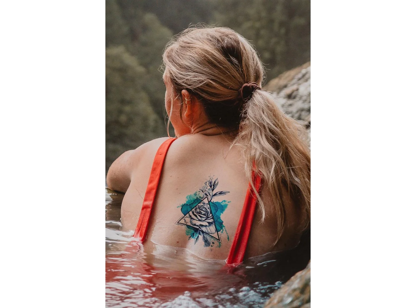 Üçgen Gül Geçici Dövme Tattoo