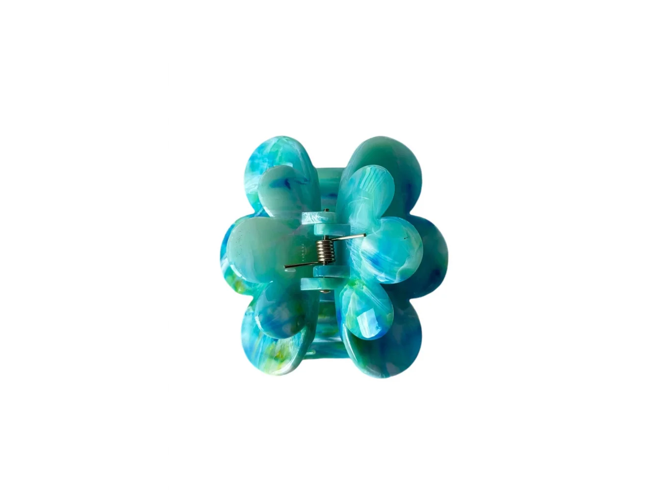 Yeşil Renk Çiçek Figürlü Kemik Mandal Toka