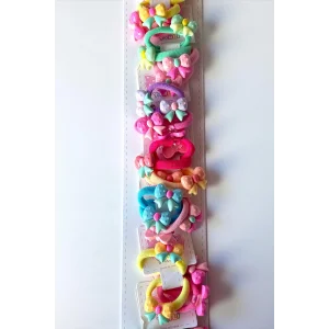 10lu Karışık Renk Kurdele Figürlü Lastik Toka Set