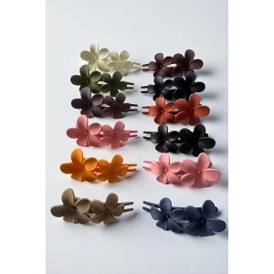 12li Karışık Renk Çiçek Figürlü Pens Toka Set