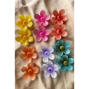 12li Karışık Renk Çiçek Figürlü Toka Set