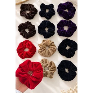 12li Karışık Renk Kadife Simit Toka Set