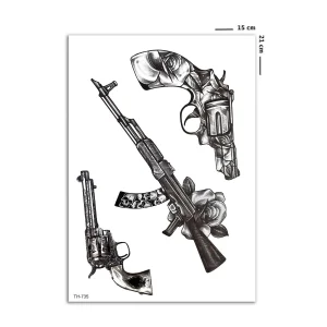 Ak47 Silah Keleş Geçici Dövme Tattoo