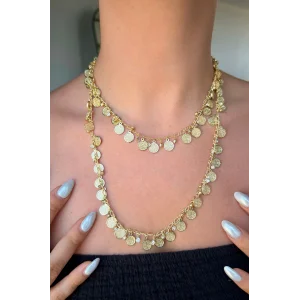 Altın Renk 14K Altın Kaplama Pullu Tasarım Kolye