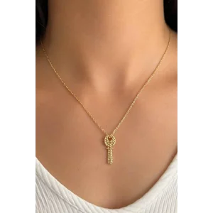 Altın Renk Anahtar Figürlü Zincir Kolye