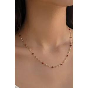 Altın Renk  Boncuk Detaylı Kolye