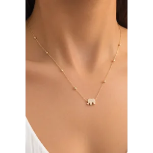 Altın  Renk Fil Figürlü Top  Detaylı  Kolye