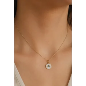 Altın Renk Göz Figürlü Çelik Kolye