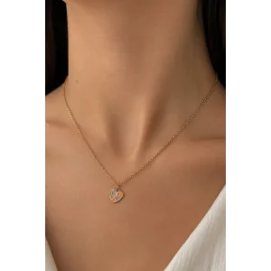 Altın Renk Kalp Figürlü Çelik Kolye