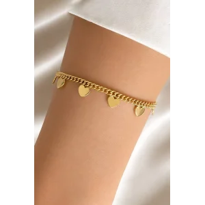 Altın Renk Kalp Figürlü Cm Bileklik