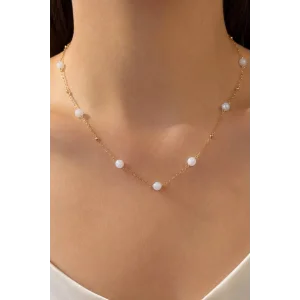 Altın Renk Taş Detaylı Kolye