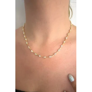 Altın Renk Taşlı 14K Altın Kaplama Kolye