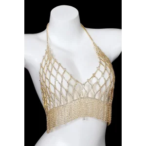 Altın Renk Taşlı Bikini Üstü /Bralet /Vücut Aksesuarı