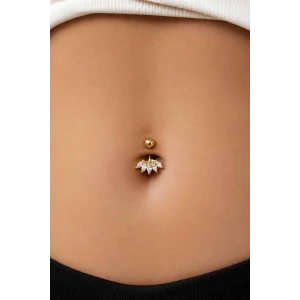 Altın Renk Taşlı Cerrahi Çelik Göbek Piercing