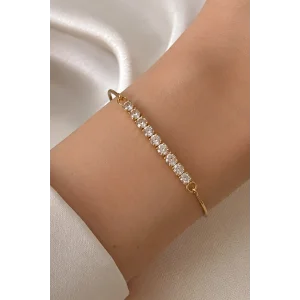 Altın Renk Taşlı Kelepçe Bileklik