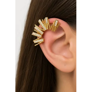 Altın Renk Taşlı Tx Ear Cuff/Kulak Aksesuarı (Tek)