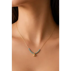 Altın Renk Top Detaylı Kolye