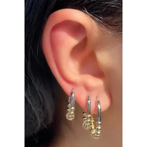 Altın Ve Gümüş Renk 3lü YSX Küpe Set