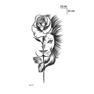 Aslan ve Gül Geçici Dövme Tattoo
