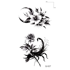 Ay Ve Çiçek Mini Geçici Dövme Tattoo