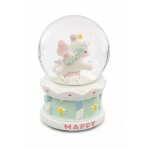 Beyaz Renk Unicorn Figürlü Işıklı Mini Kar Küresi