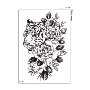 Çiçekli Kaplan Geçici Dövme Tattoo