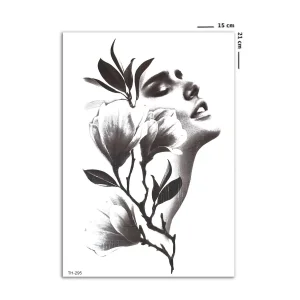 Çiçekli Kız Geçici Dövme Tattoo