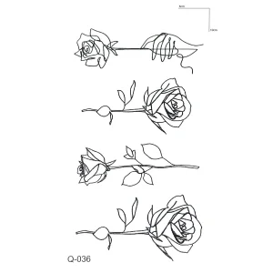 Çizgisel Gül Geçici Dövme Tattoo