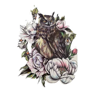 Geçici Baykuş Figürlü Dövme Tattoo