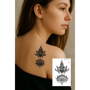 Geçici Lotus Figürlü Mini Dövme Tattoo