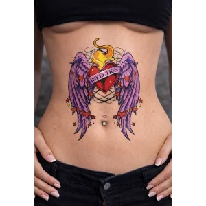 Geçici Kanatlı Kalp Dövme Tattoo