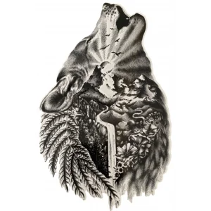 Geçici Kurt Figürlü Dövme Tattoo