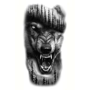 Geçici Kurt Figürlü Dövme Tattoo