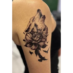 Geçici Kurt Figürlü Dövme Tattoo