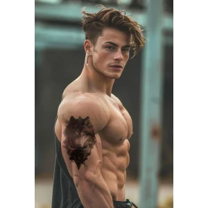 Geçici Kurt Figürlü Dövme Tattoo