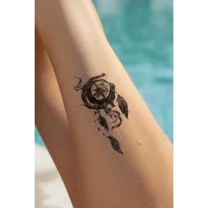 Geçici Pusula Figürlü Mini Dövme Tattoo