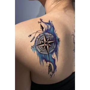 Geçici Pusula Figürlü Dövme Tattoo