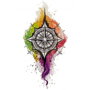 Geçici Pusula Figürlü Dövme Tattoo