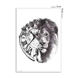 Geçici Saat Ve Aslan Figürlü Dövme Tattoo