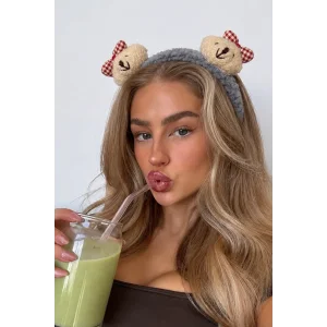 Gri Renk Ayıcık Figürlü Peluş Taç