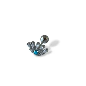 Gümüş Renk Göz Figürlü Çelik Tragus/Kıkırdak Küpe/Piercing (Tek)