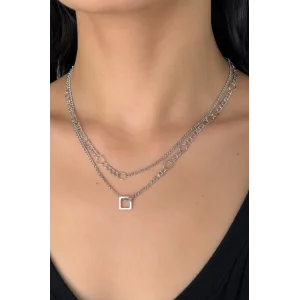 Gümüş Renk İkili Kolye