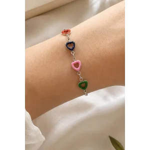 Gümüş   Renk Kalp Figürlü Bileklik