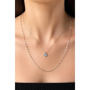 Gümüş Renk Kalp Figürlü  Çelik Kolye